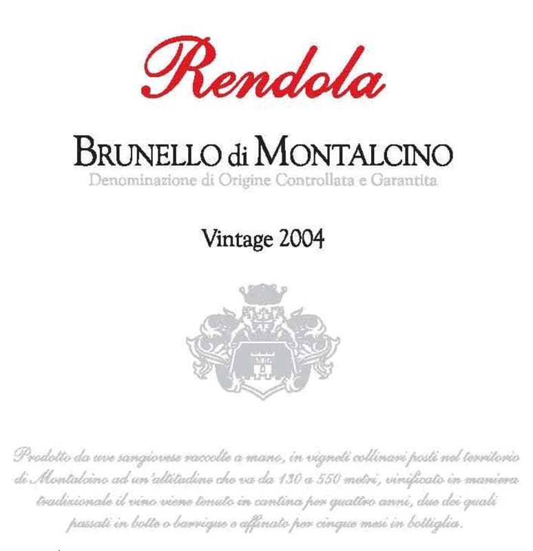 Rendola Brunello di Montalcino 2004 Front Label