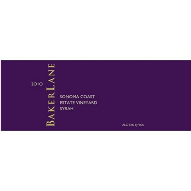 Baker Lane Estate Vineyard Syrah 2010 Front Label