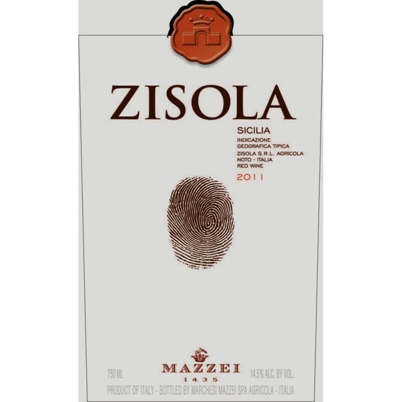 Zisola Sicilia Nero d'Avola 2011 Front Label