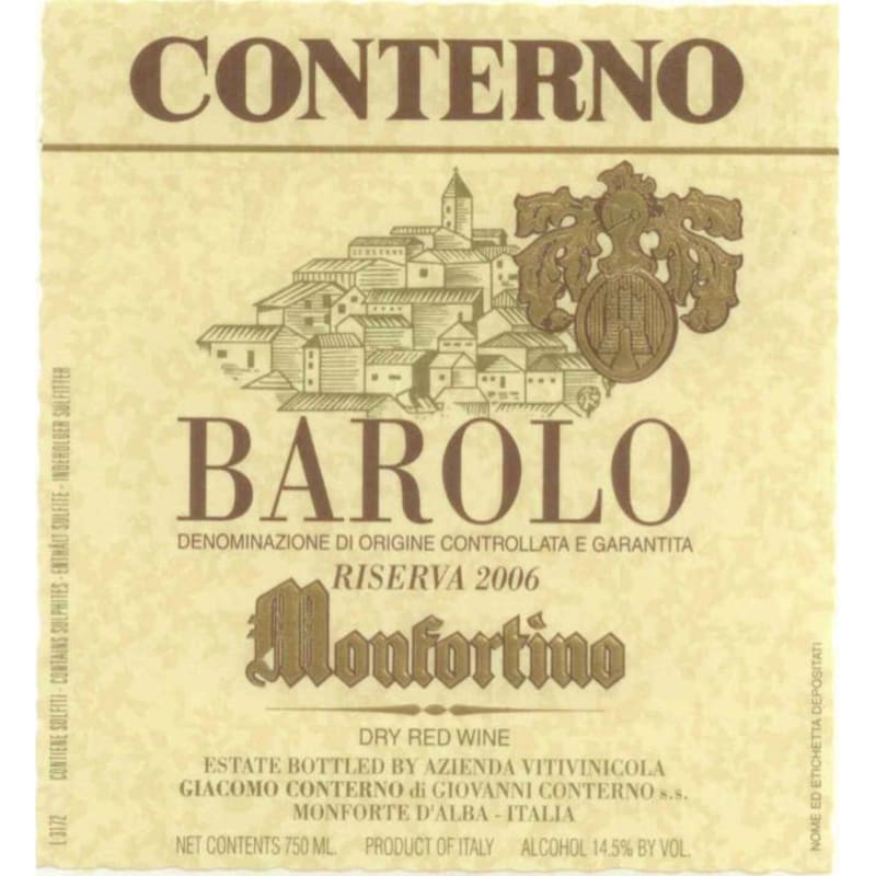 Giacomo Conterno Monfortino Barolo Riserva 2006 Front Label