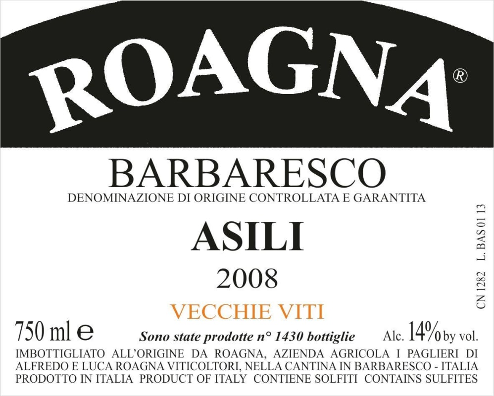 Roagna Barbaresco Asili 2008 Front Label