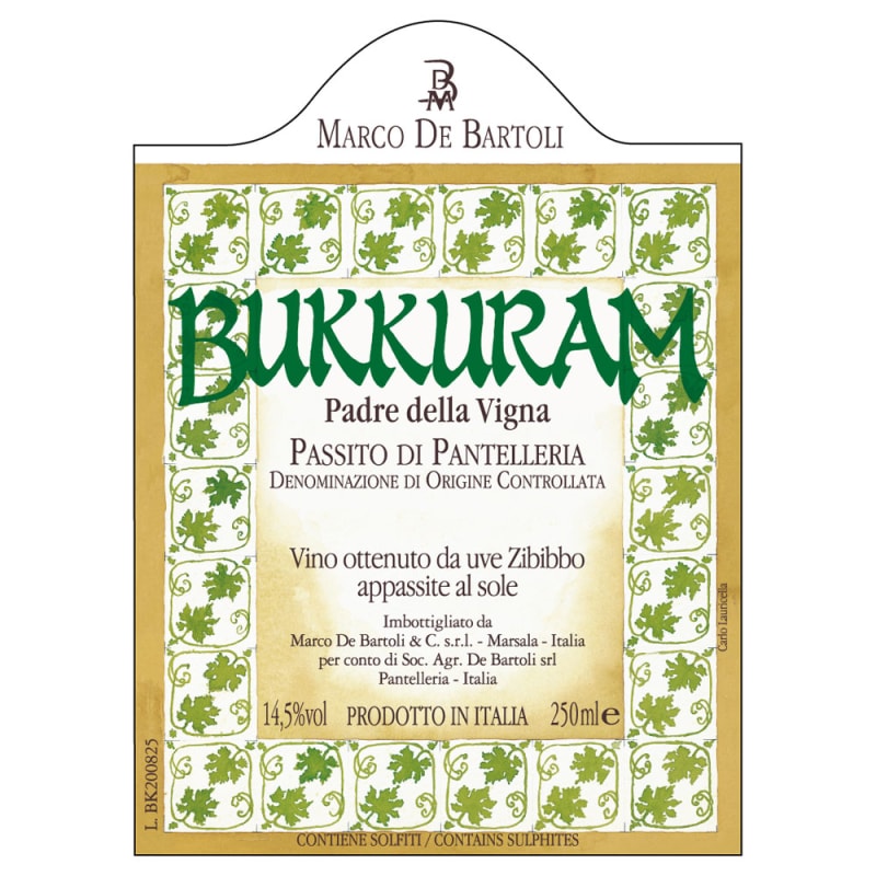 Marco De Bartoli Bukkuram Padre della Vigne (500ML) 2011 Front Label