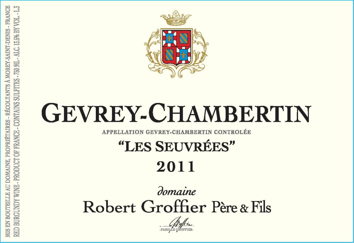Domaine Robert Groffier Gevrey-Chambertin Les Seuvrees 2011 Front Label