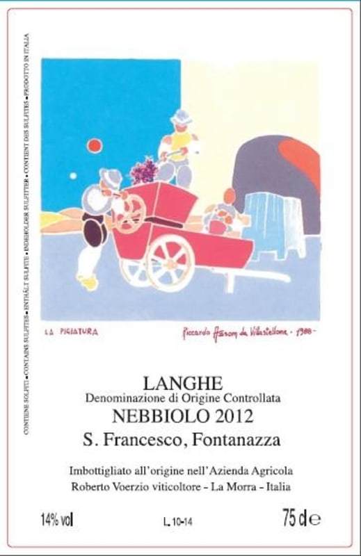 Roberto Voerzio Langhe Nebbiolo 2012 Front Label