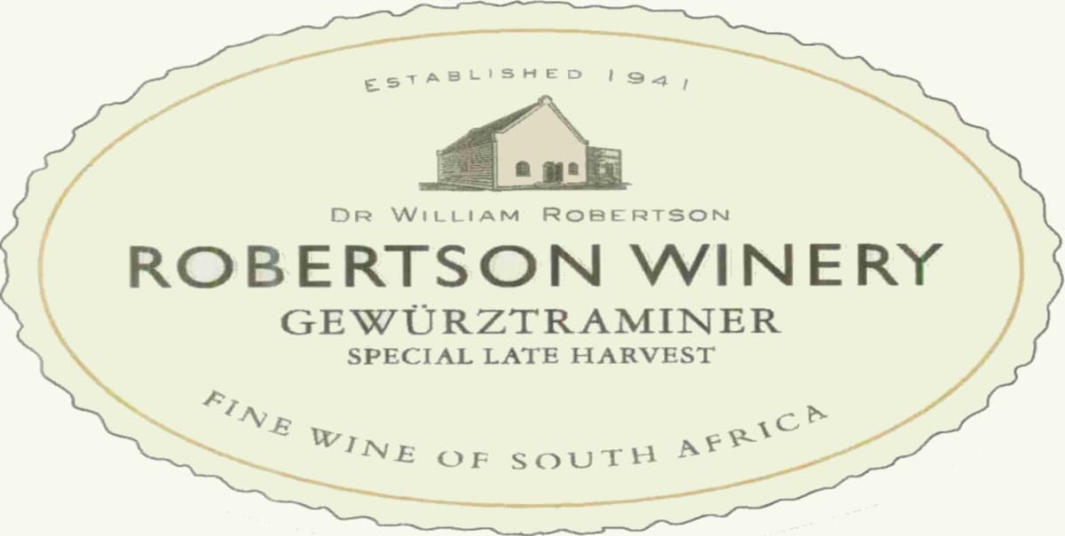 Robertson Late Harvest Special Gewurztraminer 2012 Front Label