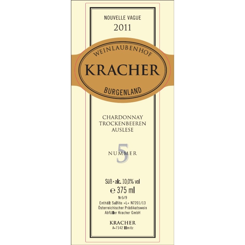 Kracher Chardonnay TBA Nouvelle Vague No. 5 (375ML half-bottle) 2011 Front Label