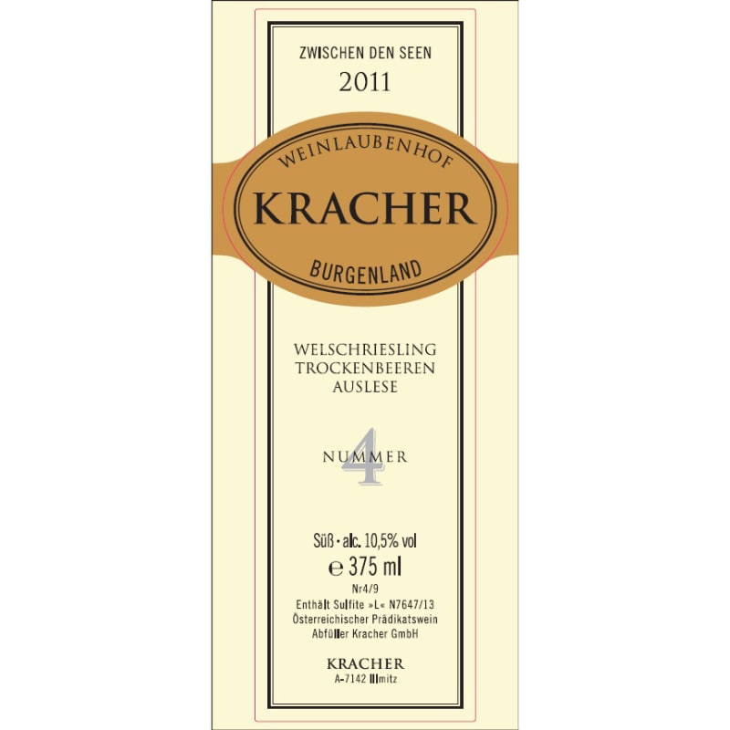 Kracher Welschriesling TBA Zwischen den Seen No. 4 (375ML half-bottle) 2011 Front Label