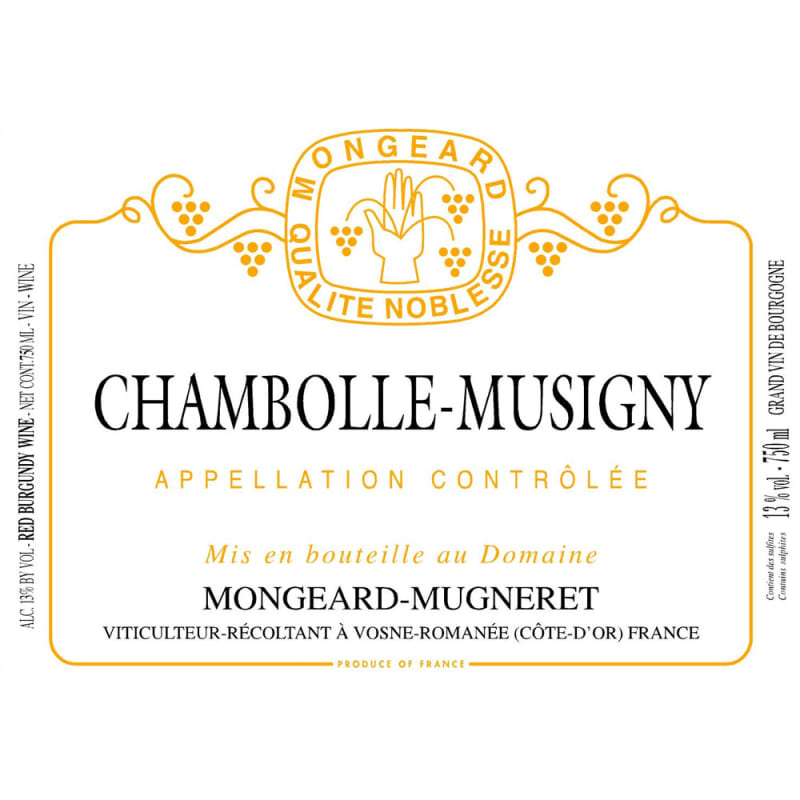 Mongeard-Mugneret Chambole Musigny 2013 Front Label