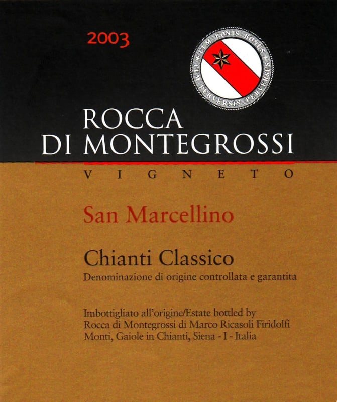 Rocca di Montegrossi San Marcellino Chianti Classico 2003 Front Label