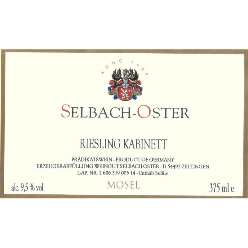Selbach Oster Mosel Riesling Kabinett 2014 Front Label