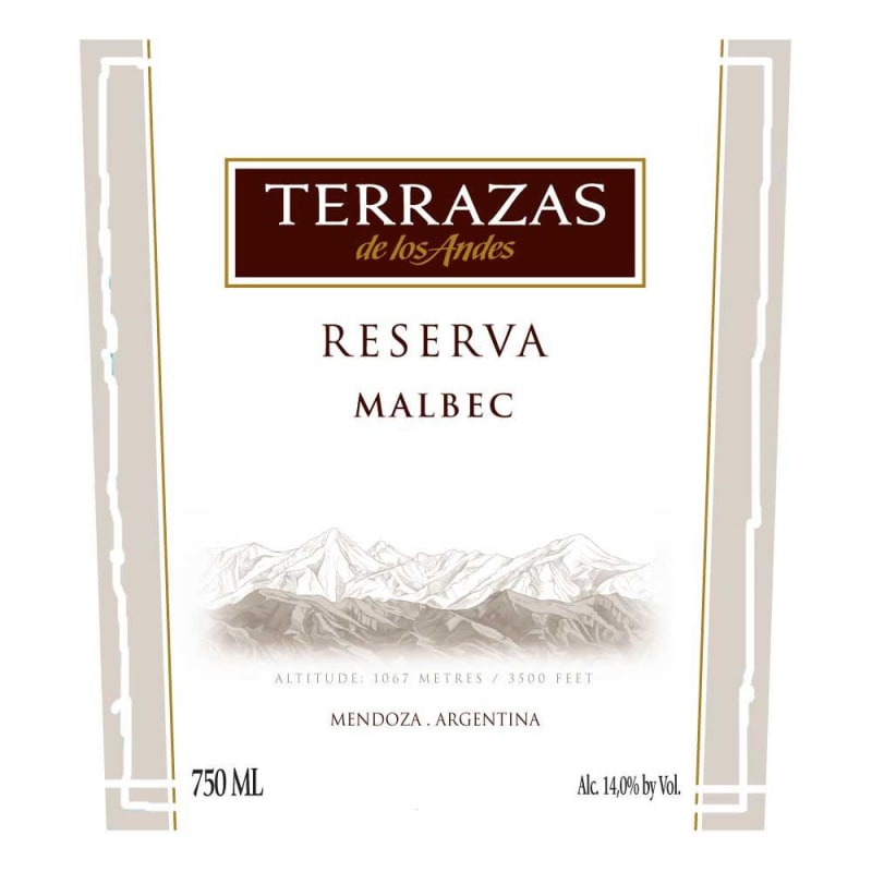 Terrazas de los Andes Reserva Malbec 2013 Front Label