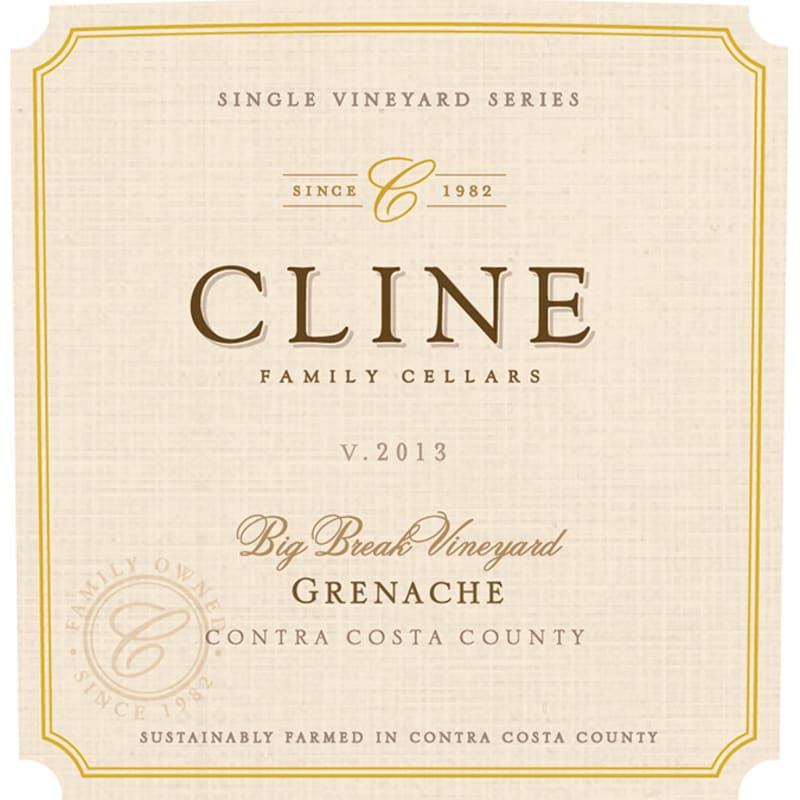 Cline Big Break Grenache 2013 Front Label