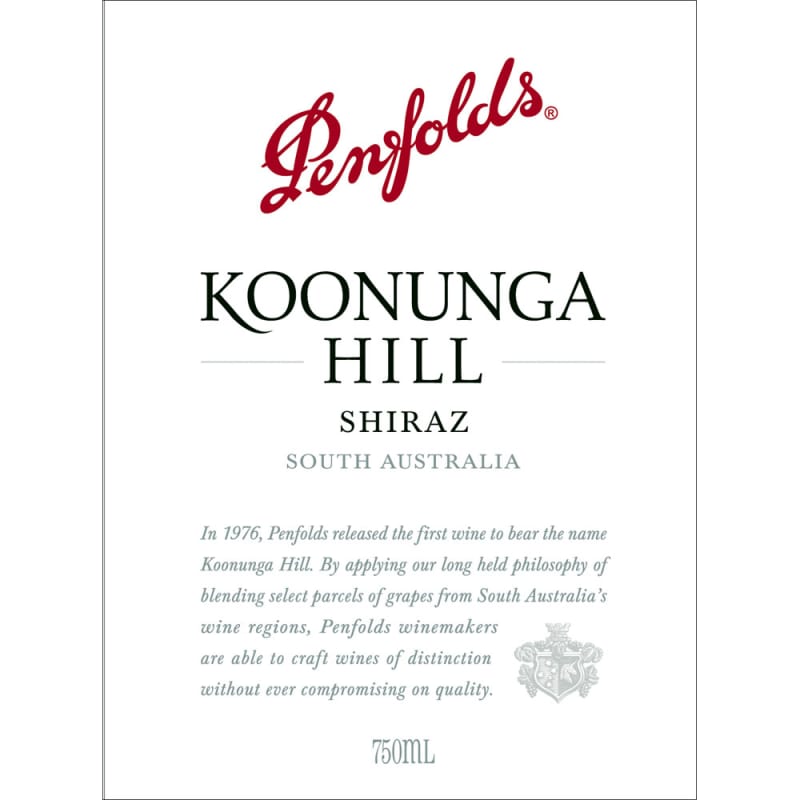 Penfolds Koonunga Hill Shiraz 2014 Front Label