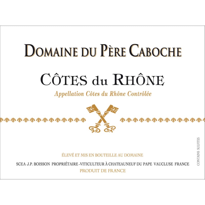 Domaine du Pere Caboche Cotes du Rhone 2014 Front Label
