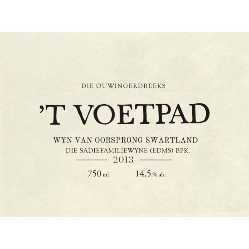Sadie Family T Voetpad 2013 Front Label