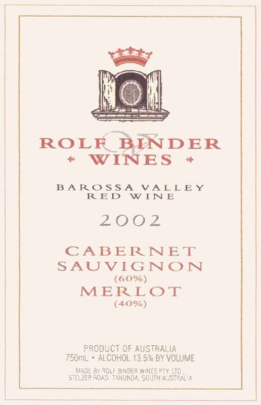 Rolf Binder Cabernet Sauvignon Merlot 2002 Front Label
