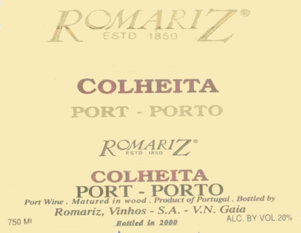 Romariz Colheita Port 2003 Front Label