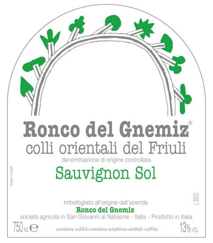 Ronco del Gnemiz Sauvignon Sol 2010 Front Label