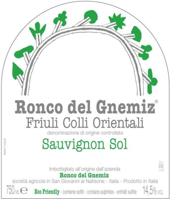 Ronco del Gnemiz Sauvignon Sol 2012 Front Label