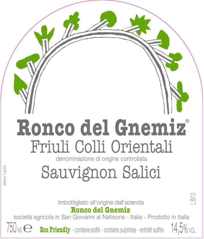 Ronco del Gnemiz Sauvignon Salici 2014 Front Label