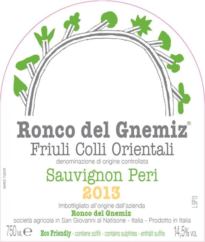 Ronco del Gnemiz Sauvignon Peri 2013 Front Label