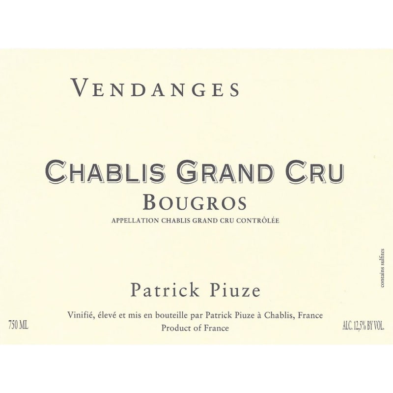 Patrick Piuze Chablis Bougros Grand Cru 2014 Front Label