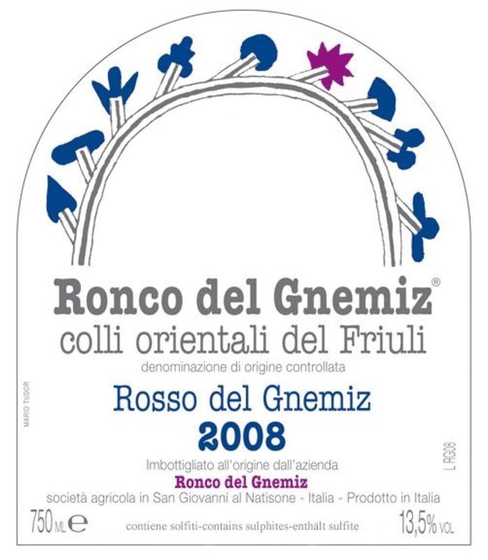 Ronco del Gnemiz Rosso del Gnemiz 2008 Front Label