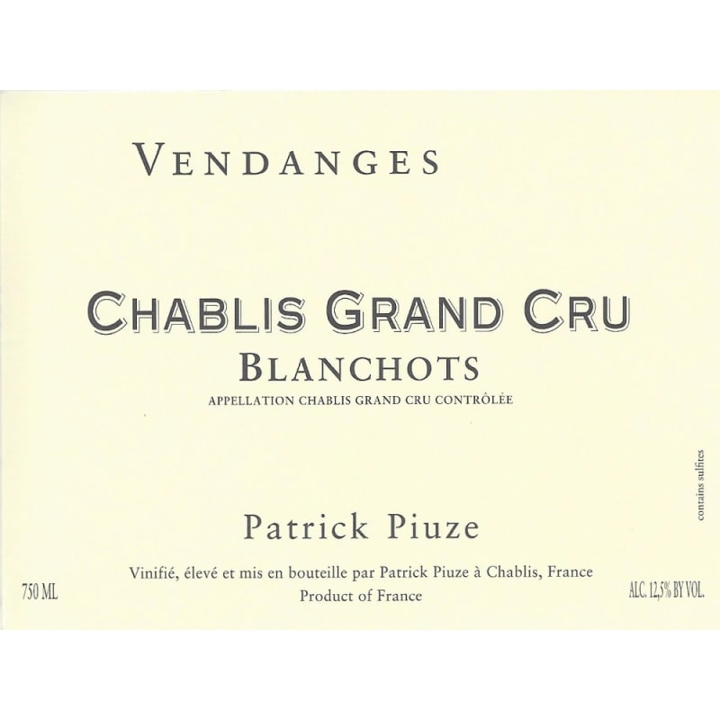 Patrick Piuze Chablis Blanchots Grand Cru 2014 Front Label