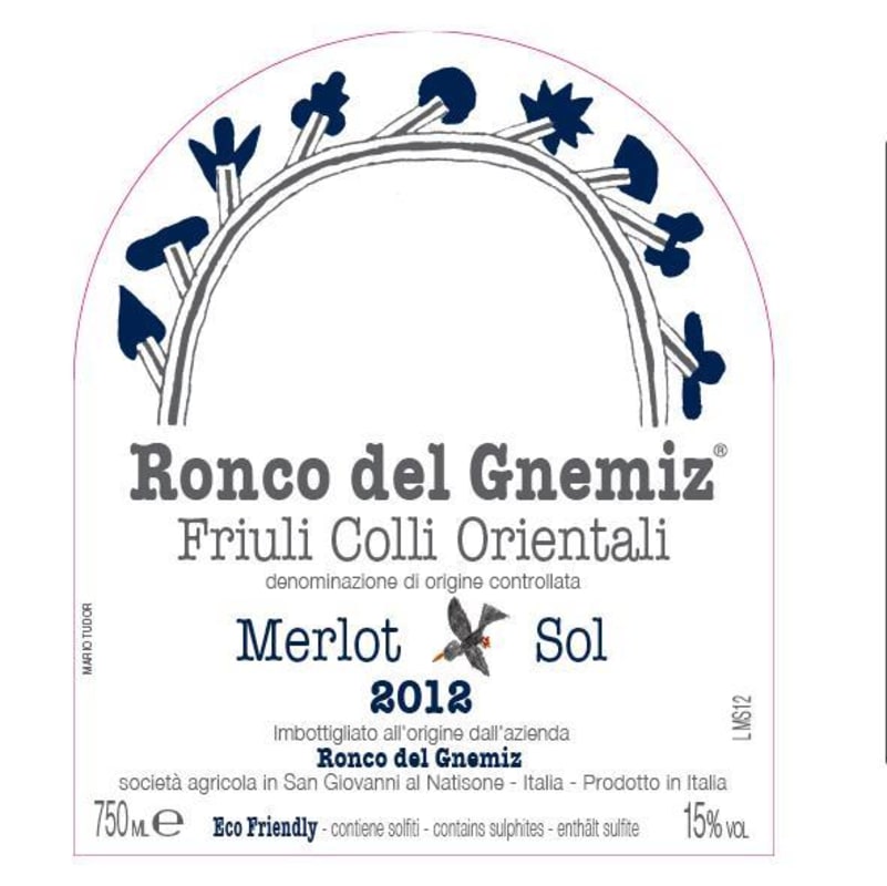 Ronco del Gnemiz Merlot Sol 2012 Front Label