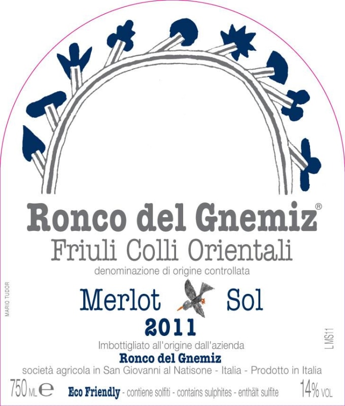 Ronco del Gnemiz Merlot Sol 2011 Front Label
