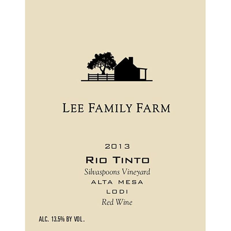 Lee Family Farm Rio Tinto 2013 Front Label