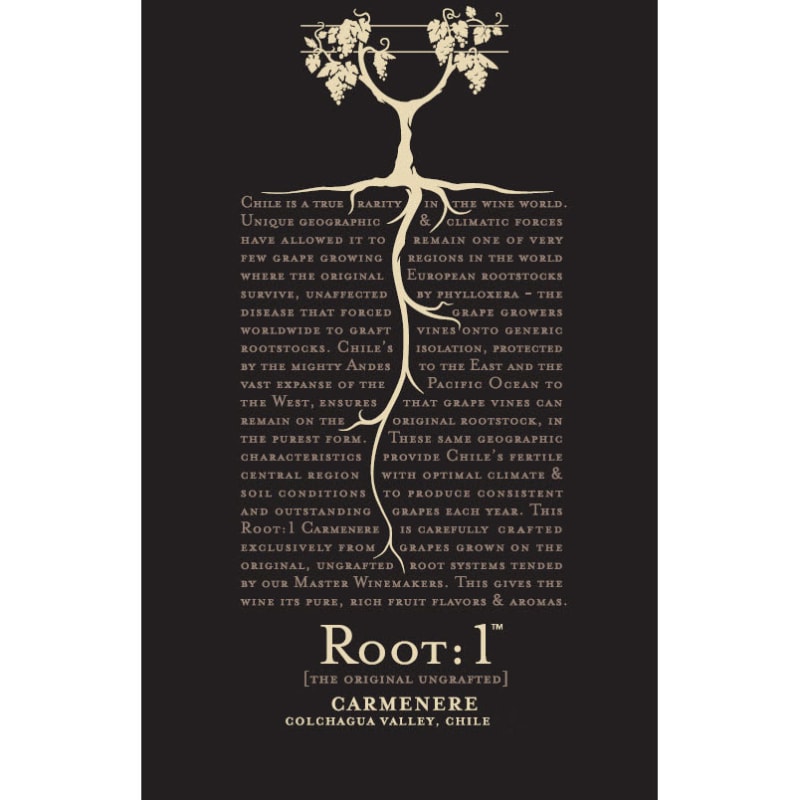 Root:1 Carmenere Reserva 2013 Front Label