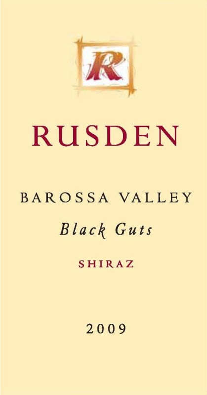 Rusden Black Guts Shiraz 2009 Front Label