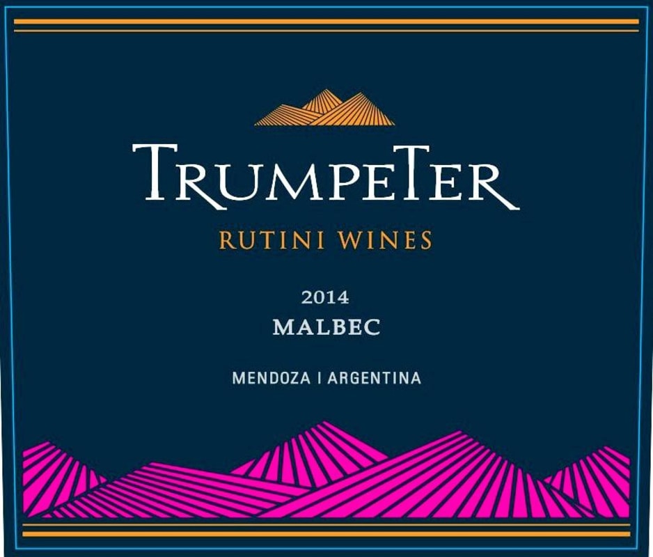 Rutini Trumpeter Malbec 2014 Front Label