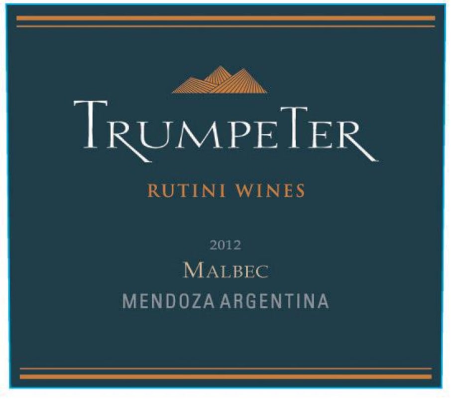 Rutini Trumpeter Malbec 2012 Front Label