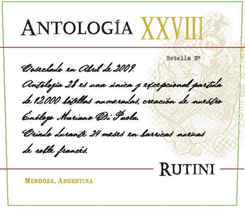 Rutini Antologia XXVIII 2012 Front Label