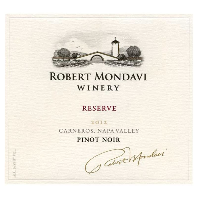 Robert Mondavi Reserve Pinot Noir 2012 Front Label