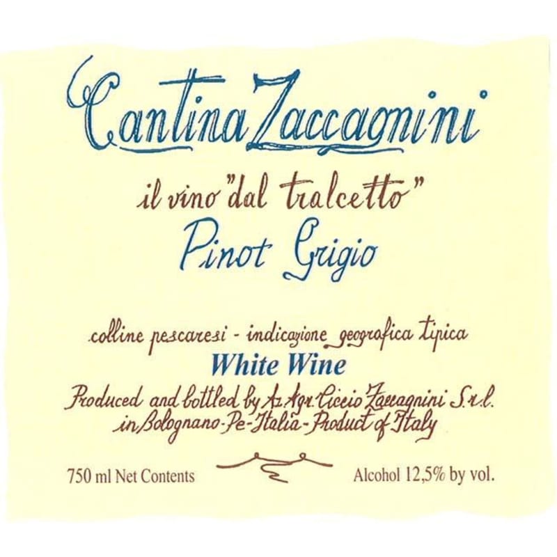Zaccagnini Pinot Grigio 2015 Front Label