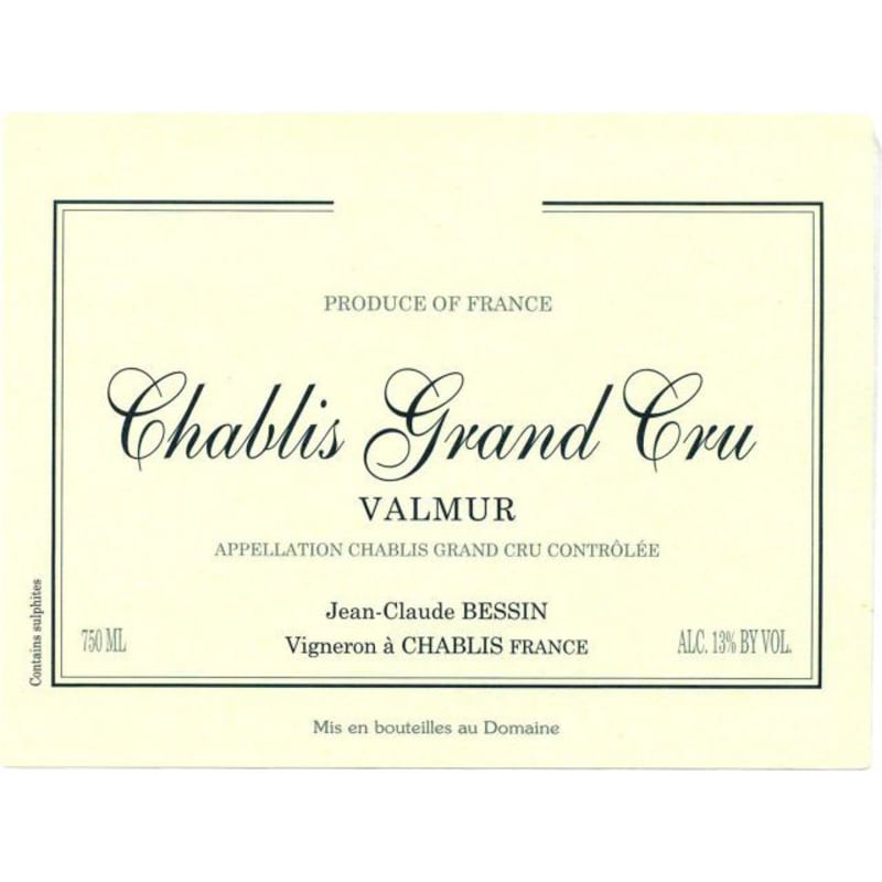 Jean-Claude Bessin Chablis Valmur Grand Cru 2013 Front Label