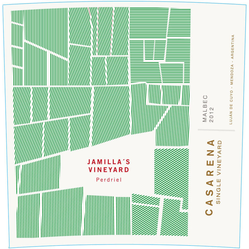 Casarena Jamilla's Vineyard Malbec 2012 Front Label