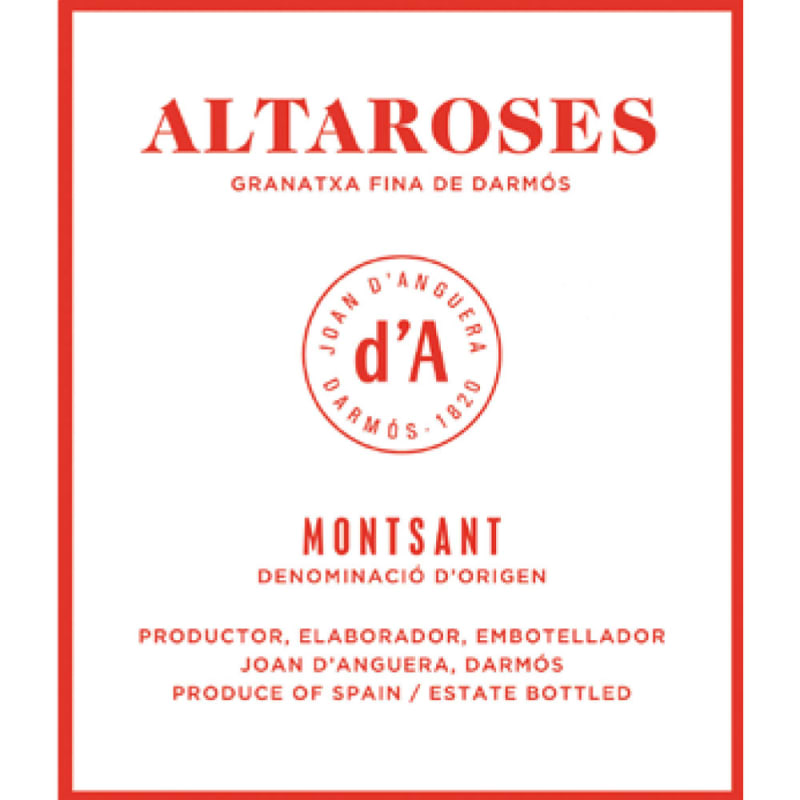 Joan d'Anguera Altaroses 2014 Front Label