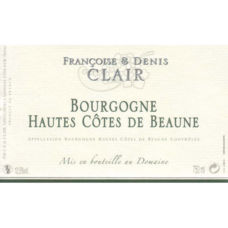 Francoise & Denis Clair Bourgogne Blanc Hautes Cotes de Beaune 2013 Front Label