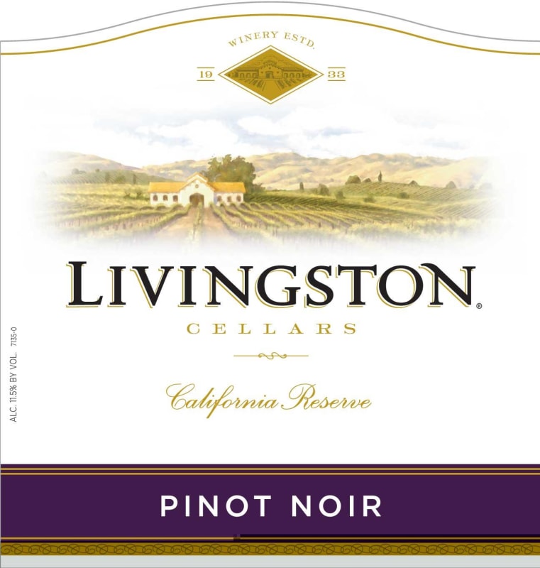 Livingston California Reserve Pinot Noir Front Label