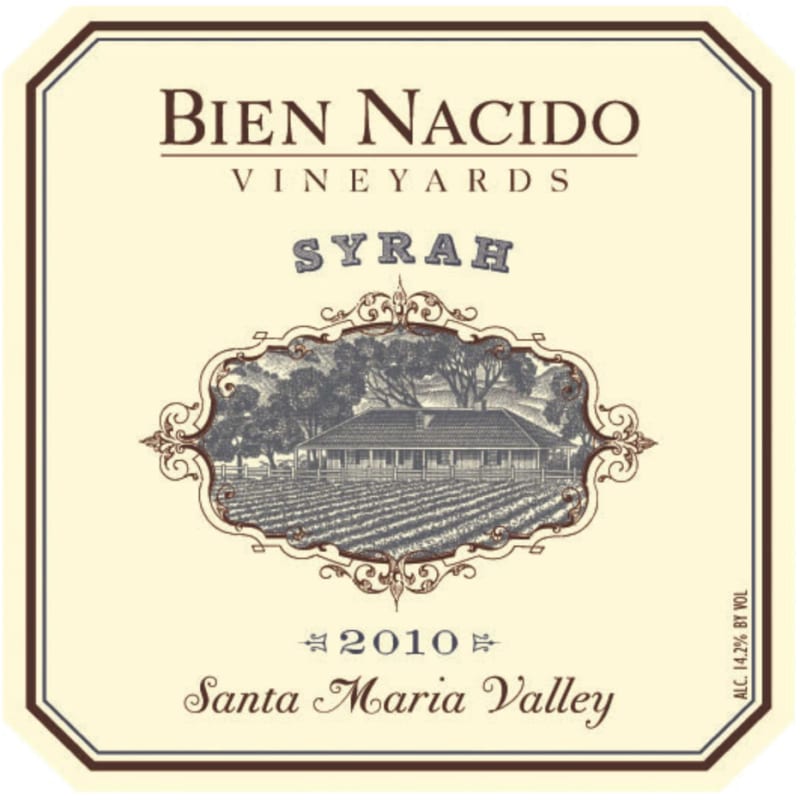 Bien Nacido Estate Bien Nacido Vineyard Syrah 2010 Front Label