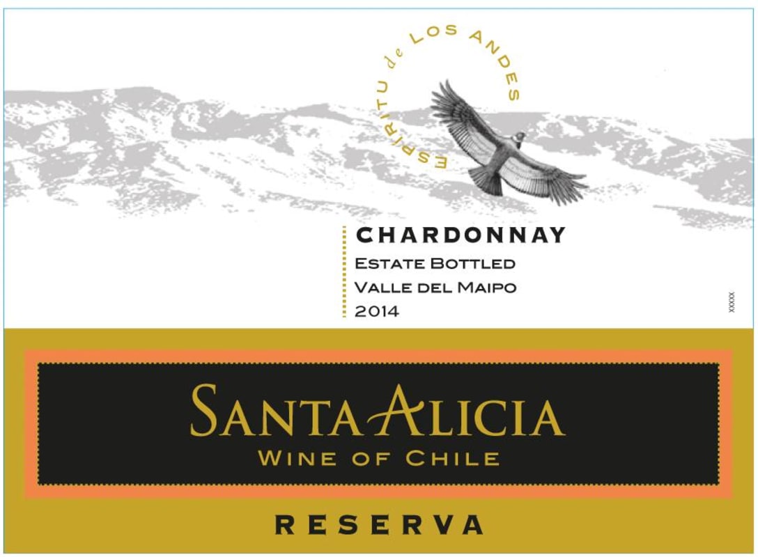 Santa Alicia Espiritu de Los Andes Reserva Chardonnay 2014 Front Label