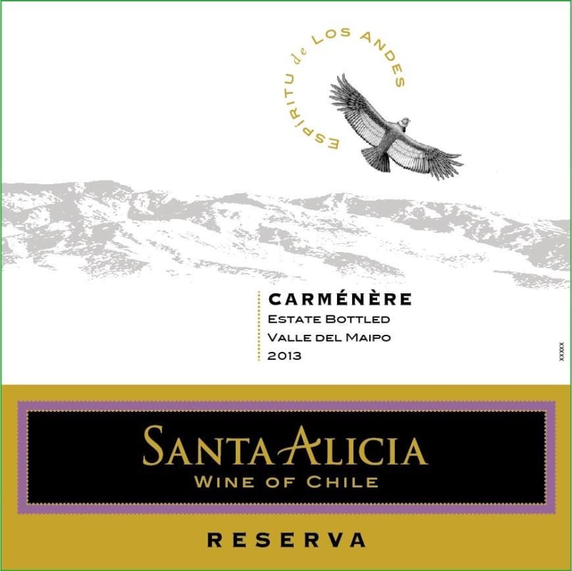 Santa Alicia Espiritu de Los Andes Reserva Carmenere 2013 Front Label