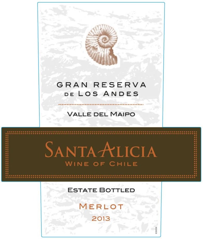 Santa Alicia De Los Andes Gran Reserva Merlot 2013 Front Label
