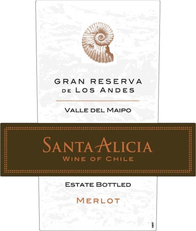 Santa Alicia De Los Andes Gran Reserva Merlot 2012 Front Label