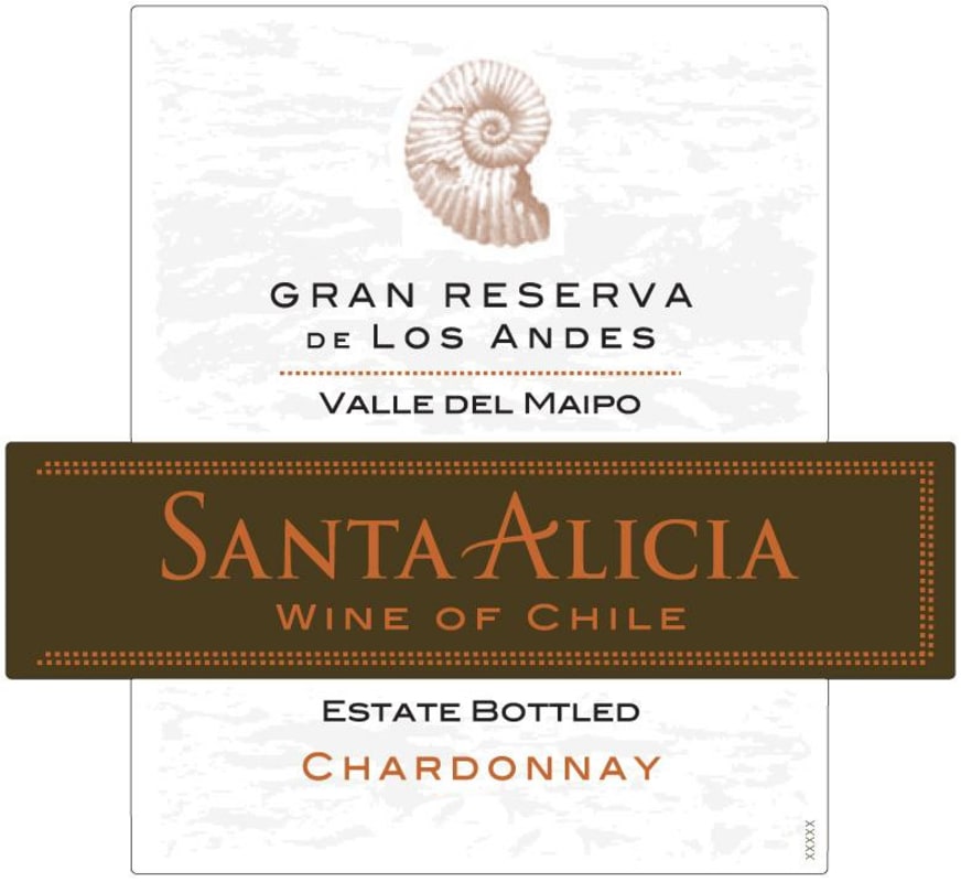 Santa Alicia De Los Andes Gran Reserva Chardonnay 2015 Front Label
