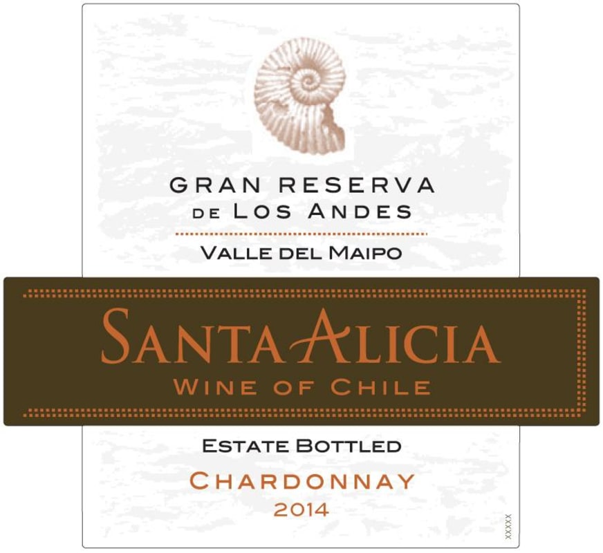Santa Alicia De Los Andes Gran Reserva Chardonnay 2014 Front Label